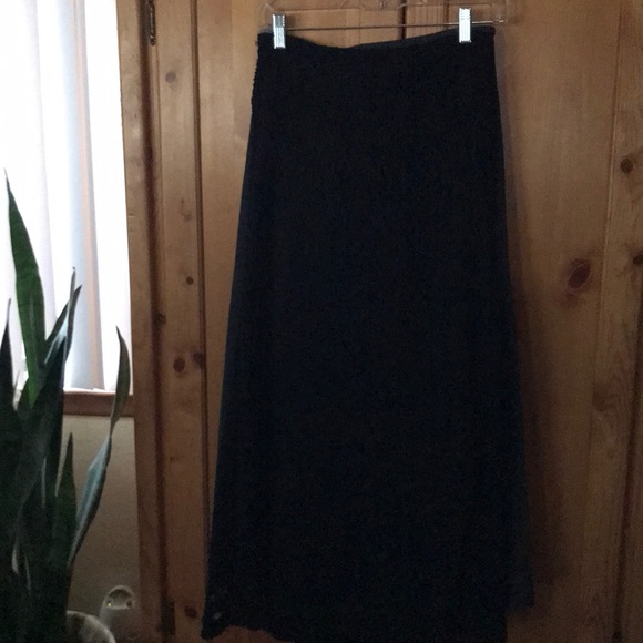Black Crochet Knit Lace Maxi Skirt by Fickle - Picture 4 of 7